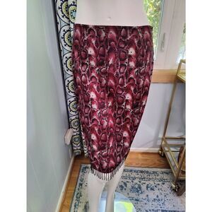Taiga Snake Skin Print Beaded Hem Skirt